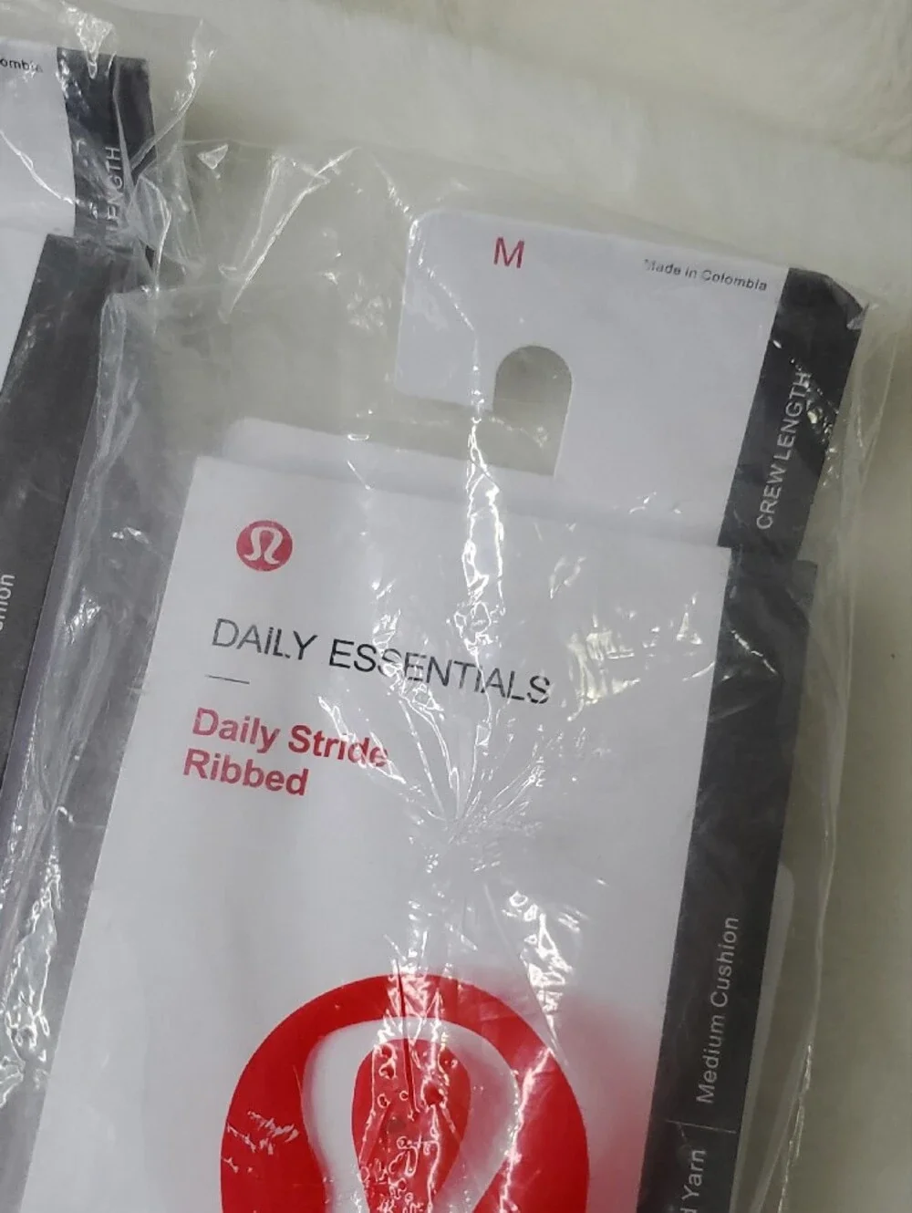 lululemon athletica White Crew Socks with Black Stripes
